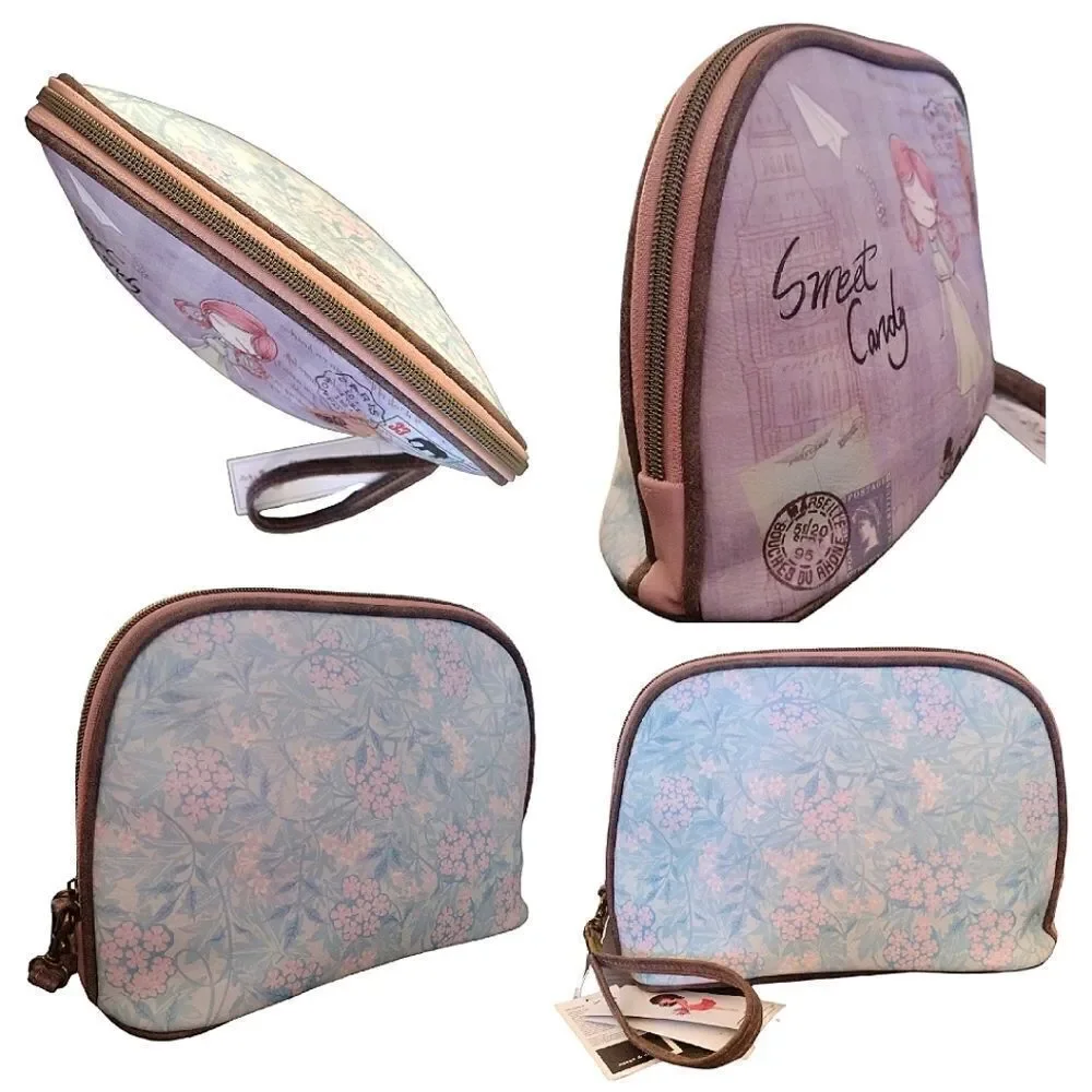 Sweet‎ And Candy Purple Sweet Candy Printed Travel Toiletries Bag NWT Makeup Bag